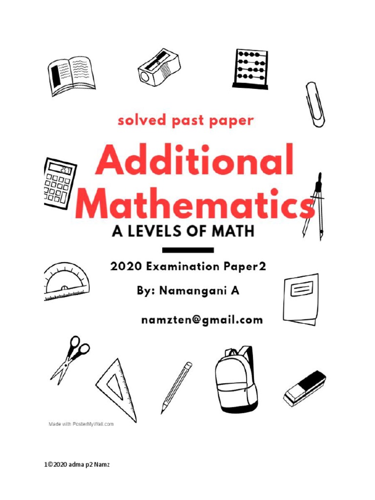 Additional Math p2 2020 1 | PDF | Equations | Teaching Mathematics
