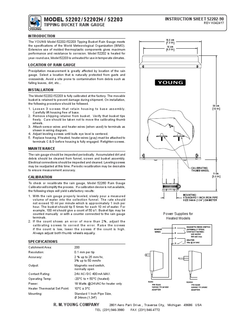 MODEL 52202 / 52202H / 52203 Tipping Bucket Rain Gauge Instruction