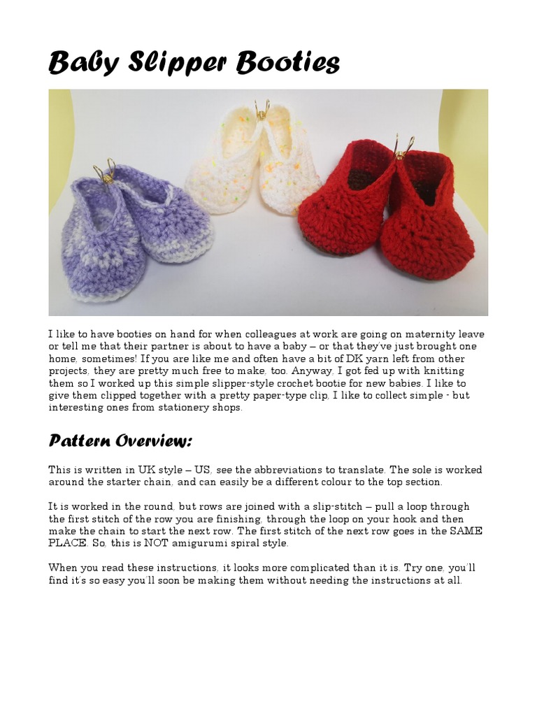 Baby Slipper Booties Pattern Overview PDF Crochet Crafts