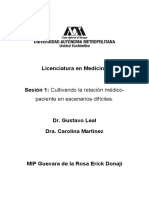 Sesión 1. Cultivando La Relación Médico-Paciente en Escenarios Difíciles.