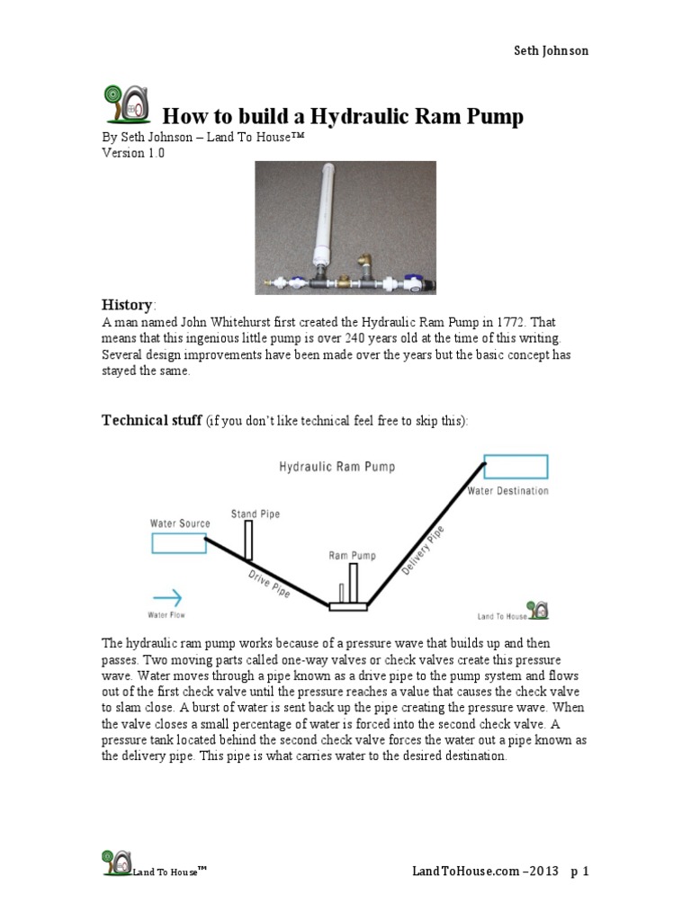Hydraulic Ram Pump1 v1 | PDF | Pump | Pipe (Fluid Conveyance)
