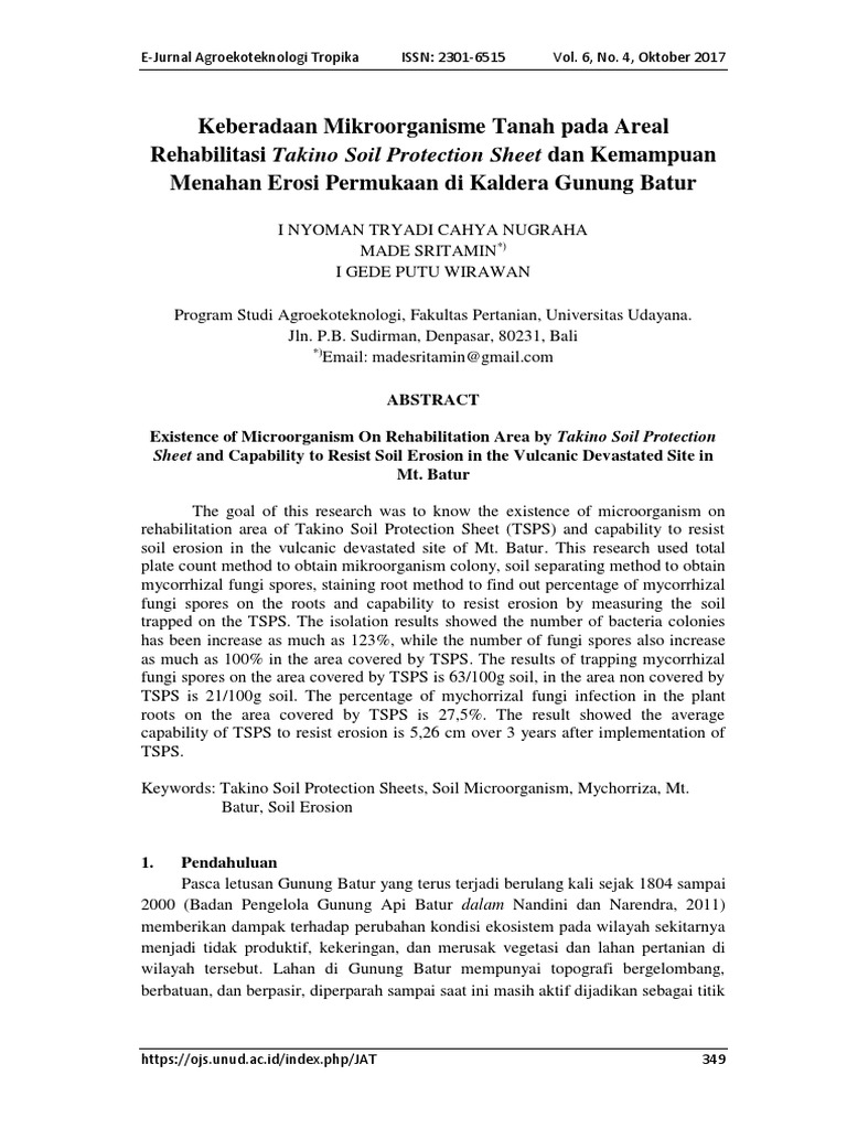 Keberadaan Mikroorganisme Tanah Pada Areal Rehabilitasi Takino Soil ...