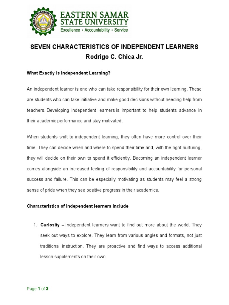 Seven Traits of Independent Learners | PDF | Learning | Motivational