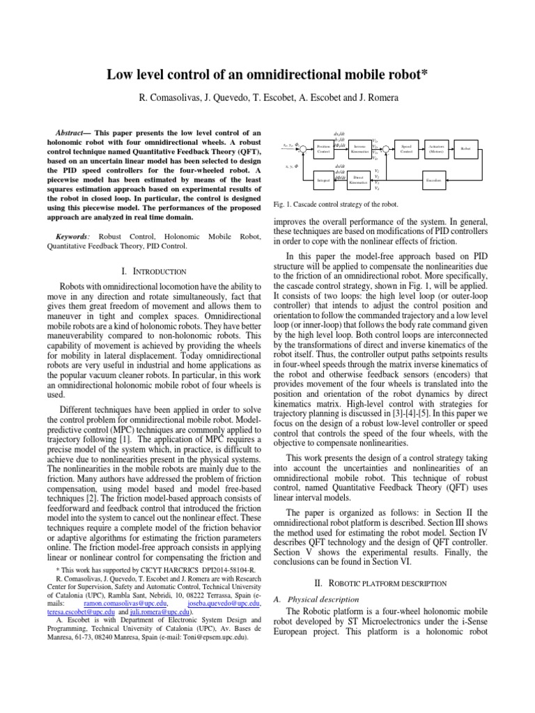 Low Level Control of an Omnidirectional Mobile Robot Using Quantitative