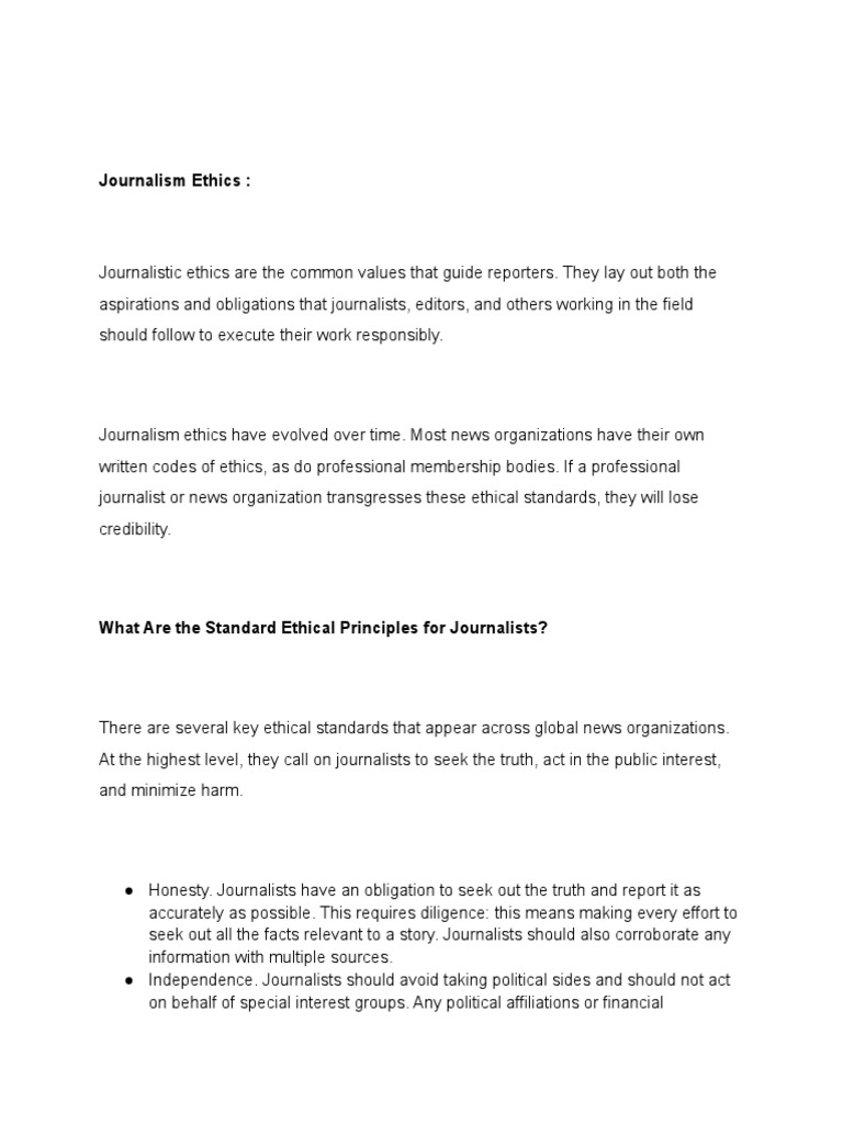 Journalism Ethics Pdf Journalism News