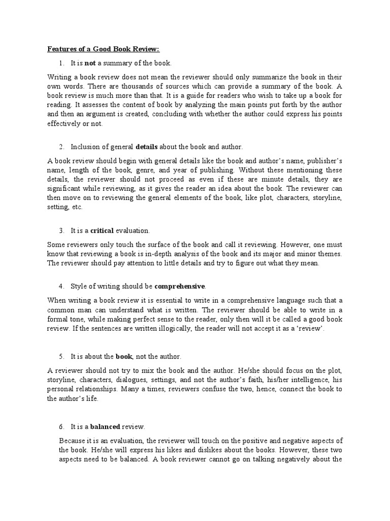 Key Elements of a Good Book Review | PDF | Books | Communication