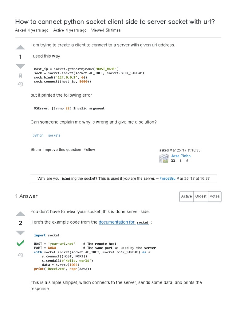 How To Connect Python Socket Client Side To Server Socket With Url ...