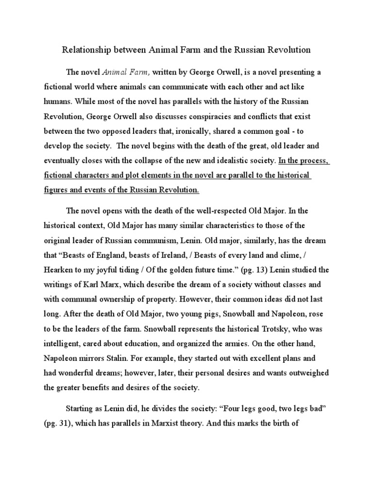 Relationship Between Animal Farm and The Russian Revolution - Edit ...