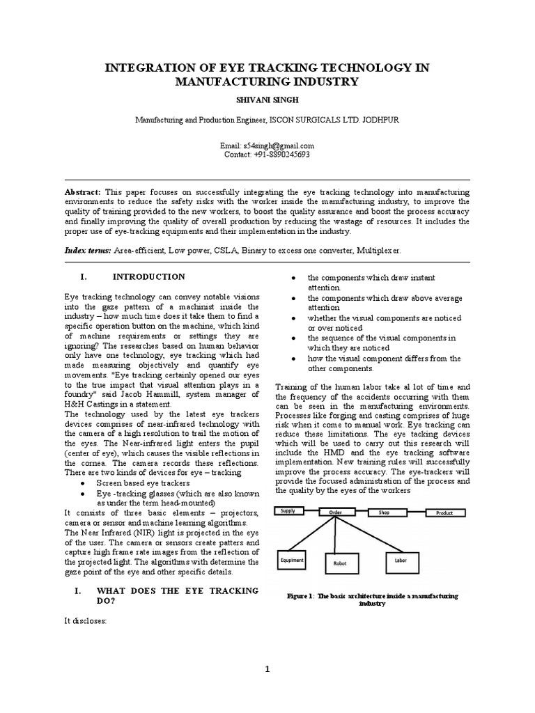 Eye Tracking in Manufacturing | PDF