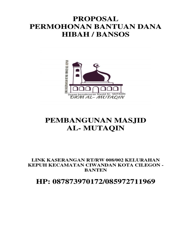 Proposal Bantuan Dana Pembangunan Masjid | PDF
