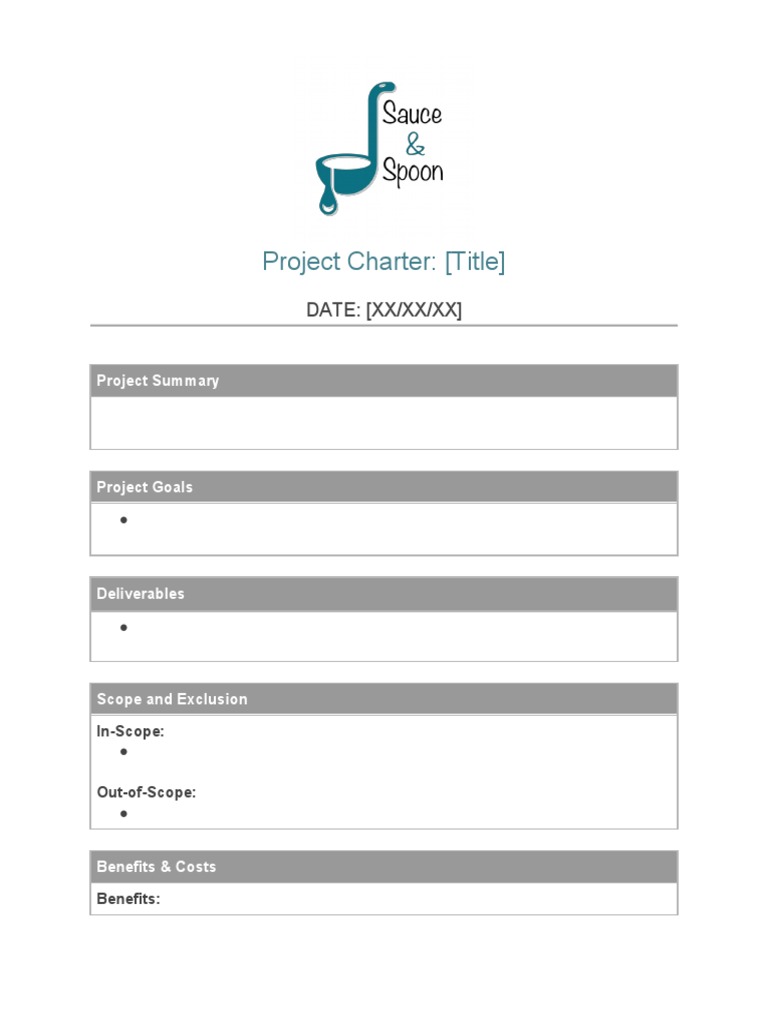 Project Charter: (Title) : Date: (XX/XX/XX) | PDF