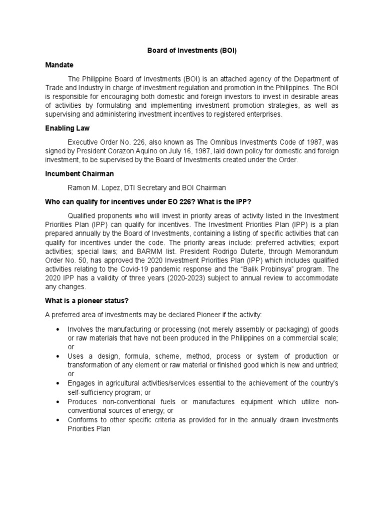 BOI Written Report PDF Taxes Economic Growth