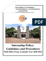 Internship Policy: Guidelines and Procedures: With Effect From Academic Year 2020-2021