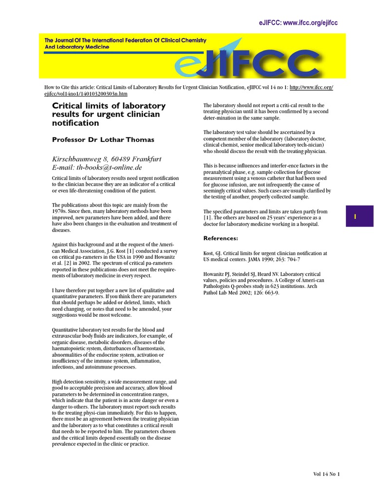 JIFCC Lab Tests Interpretation 2018 | PDF | Medical Specialties ...