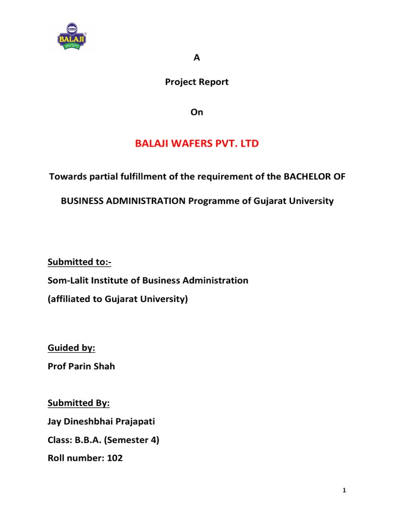 Balaji Wafers Pvt. LTD | PDF | Working Capital | Profit (Economics)