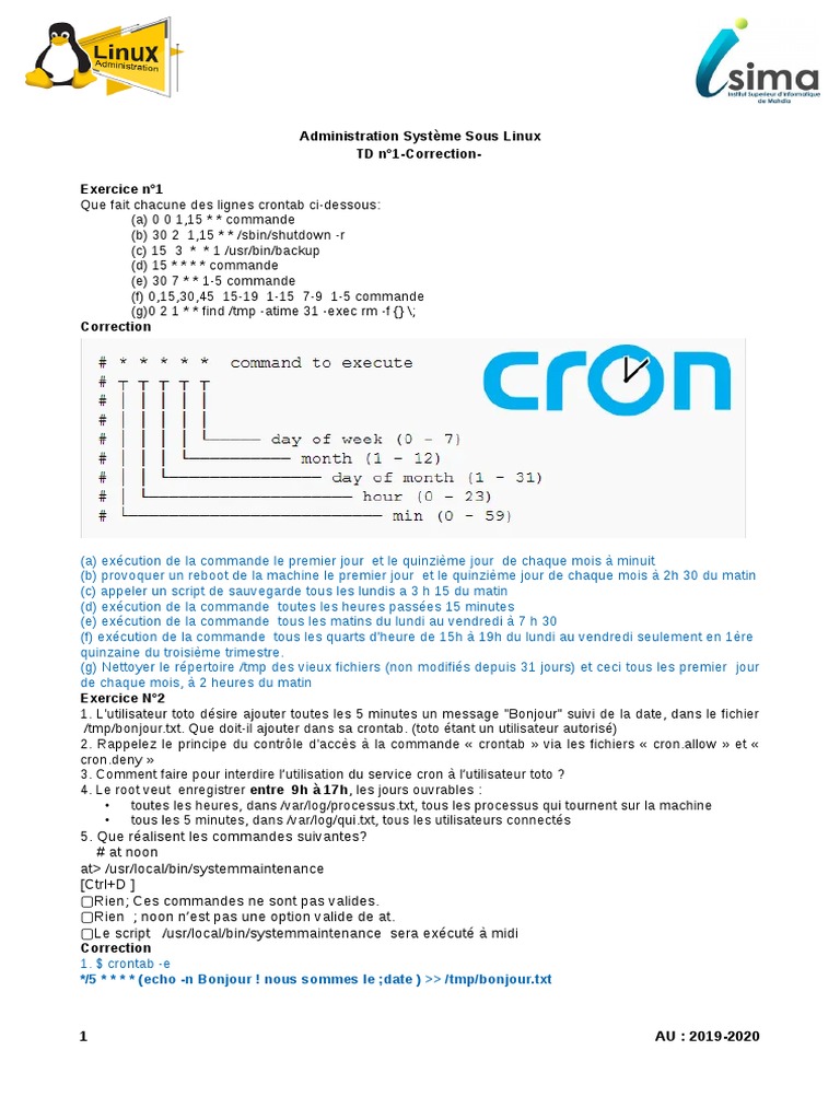 Exemples de Crontab et Commandes At | PDF | Logiciel utilitaire ...