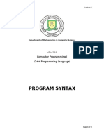 Program Syntax: Computer Programming I (C++ Programming Language)