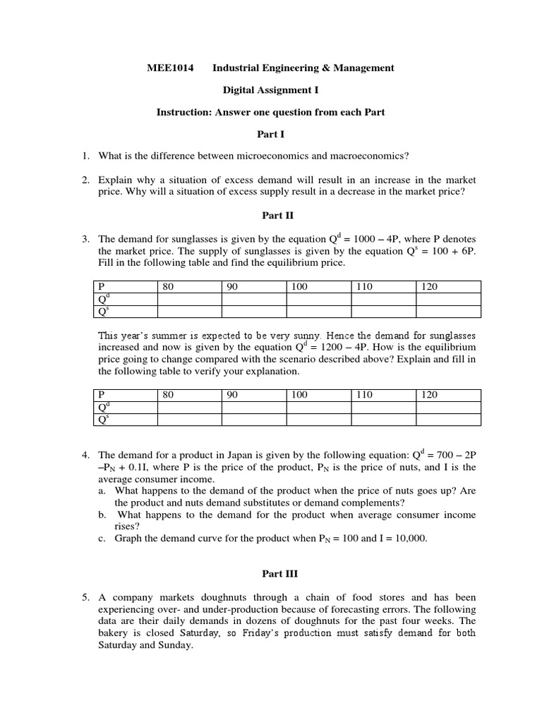 Industrial Engineering Assignment Guide | PDF | Demand | Forecasting