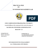 Practical File ON Information System Management-Lab: Bachelor of Business Administration Batch 2019 - 22