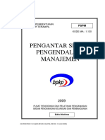 Pengantar Sistem Pengendalian Manajemen: Diklat Pembentukan Auditor Terampil KODE MA: 1.130