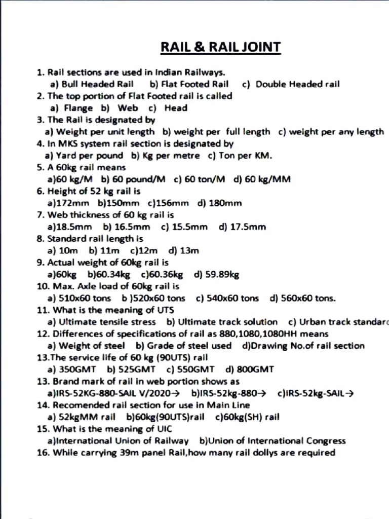 Rail Dimensions and Specifications Guide | PDF | Track (Rail Transport ...