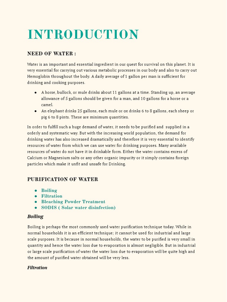 essay on water purification