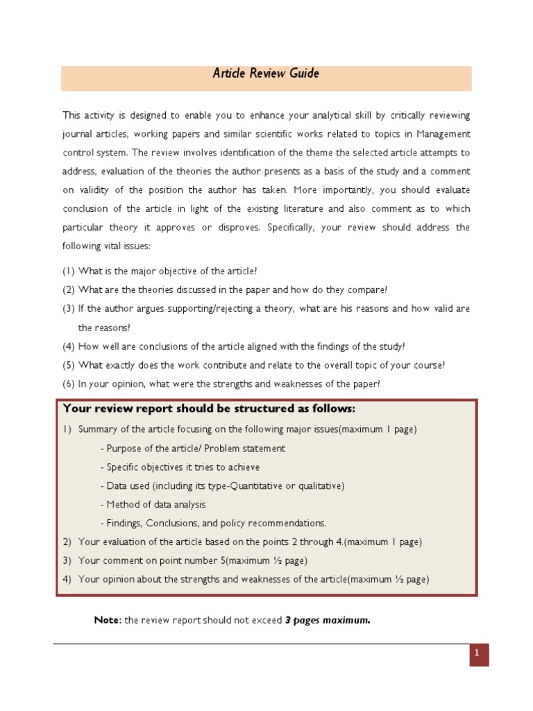 Article Review Guidelines and Evaluation | PDF | Computers