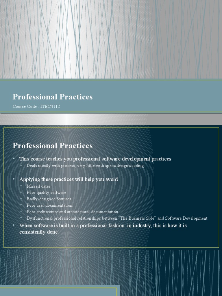 Professional Practices: Course Code: ITEC4112 | PDF | Computing | Software