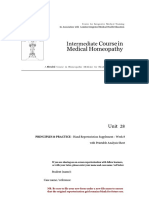 Centre for Integrative Medical Training Intermediate Homeopathy Course Repertorisation Sheet