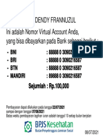 Dendy Frannuzul Yth. Bapak/Ibu Ini Adalah Nomor Virtual Account Anda, Yang Bisa Dibayarkan Pada Bank Sebagai Berikut