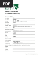 SBW Berlin Scholarship Application Form Laith Juaitem