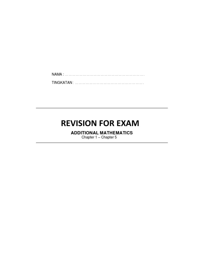 Revision Add Maths 1 | PDF | Mathematical Objects | Teaching Mathematics