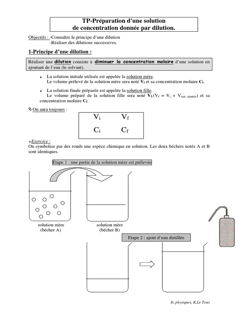 Protocole de dilution pour solutions chimiques | PDF | Solution ...