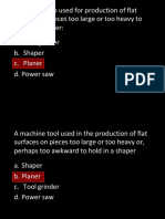 Planer machine used to produce flat surfaces