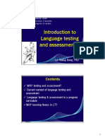 Introduction To Language Testing and Assessment - : Le Hoang Dung, PHD