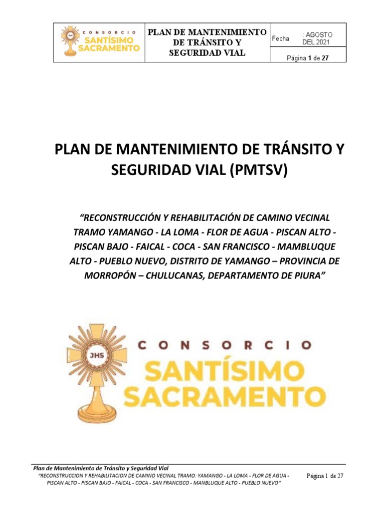 Plan de Mantenimiento de Tránsito Vial | PDF | Seguridad vial | La ...