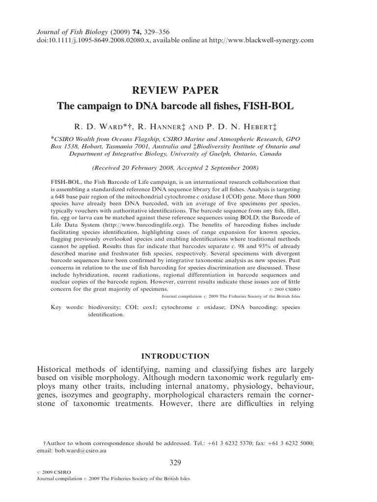 DNA Barcoding of Fish Species | PDF | Species | Polymerase Chain Reaction