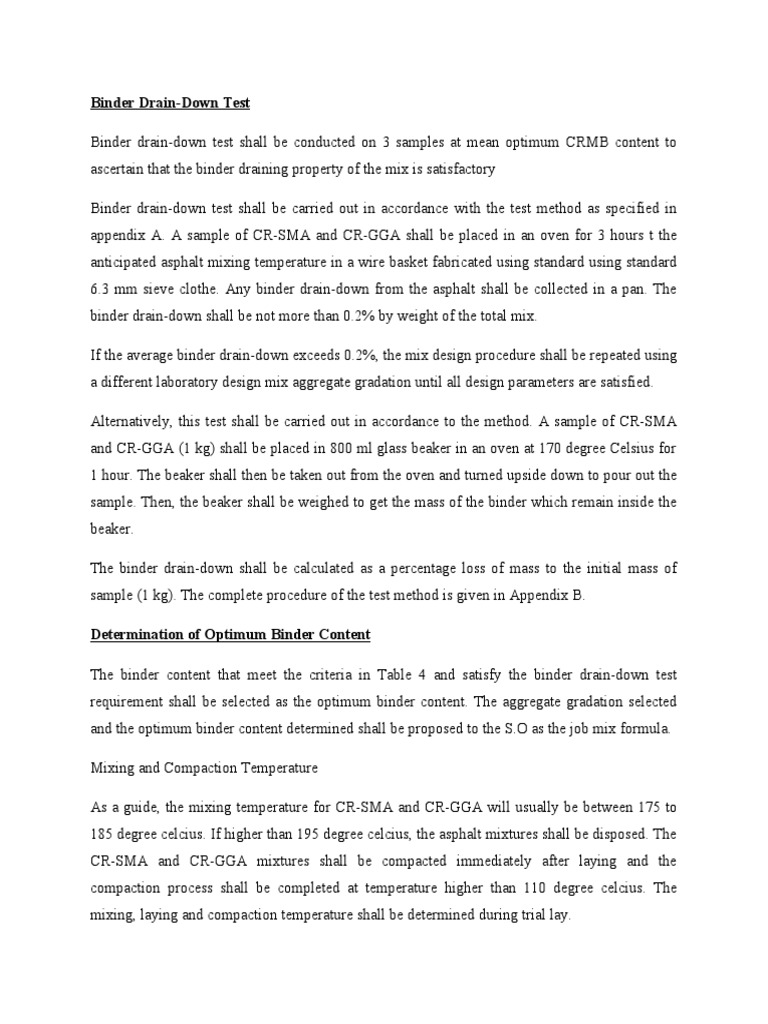 Binder DrainDown Test Download Free PDF Asphalt Density