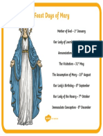 Feast Days of Mary A4 Display Poster