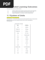 1.0 Intended Learning Outcomes: Conversion of Units