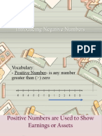 Introducing Negative Numbers