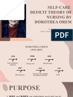 Self-Care Deficit Theory of Nursing by Dorothea Orem: Prepared By: Mark Lawrence Aguitez, BSN 1-1