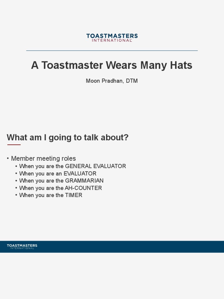 A Toastmaster Wears Many Hats - Meeting Roles | PDF | Linguistics ...