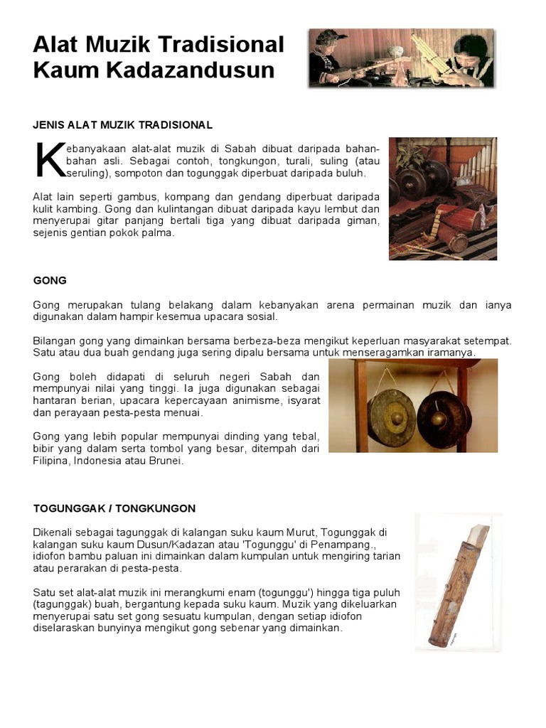 Alat Muzik Tradisional Kaum Kadazandusun Pdf