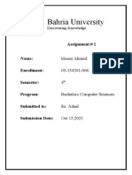 Bahria University: Assignment # 1