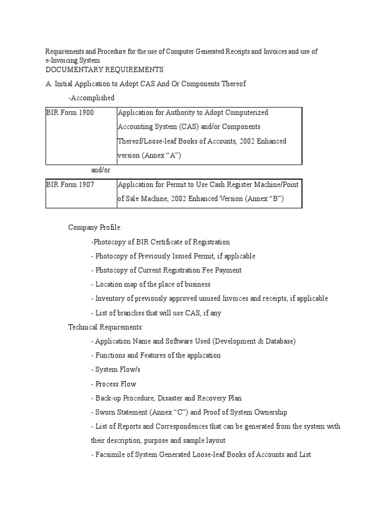 CAS Application and Permit Requirements | PDF | Receipt | Invoice