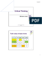 Critical Thinking: Truth Value of Basic Forms