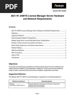 2021 R1 ANSYS License Manager Server Hardware Network Req