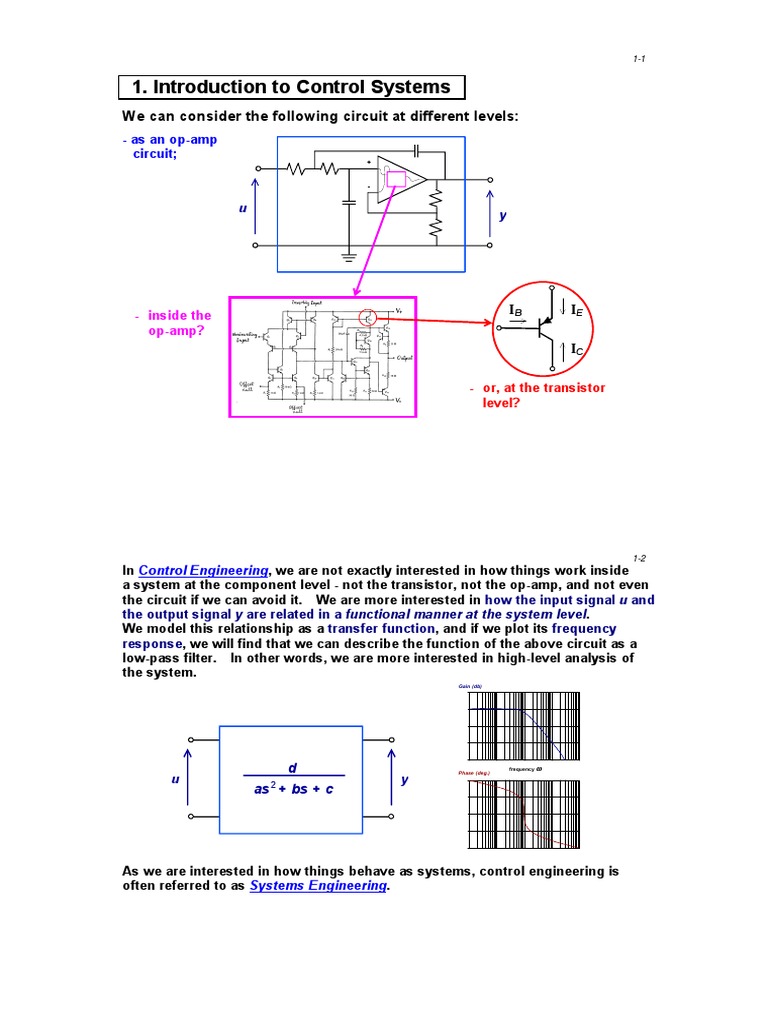 Introduction To Control Systems: We Can Consider The Following Circuit ...
