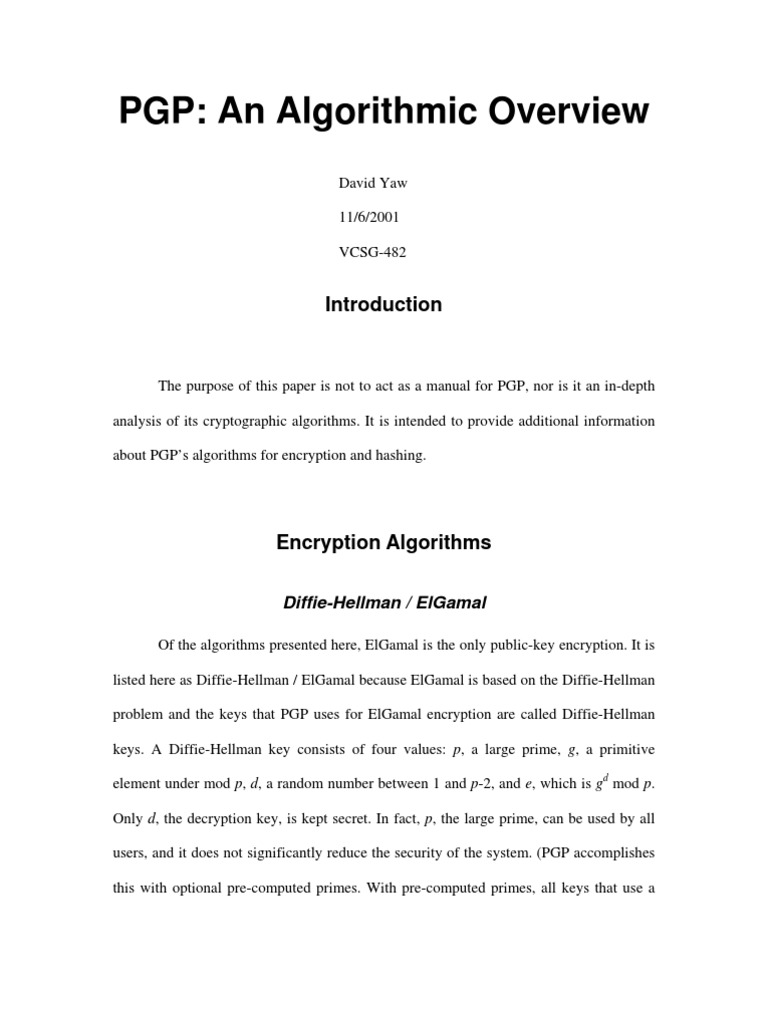 Cryptography Algorithms for PGP | PDF | Science & Mathematics